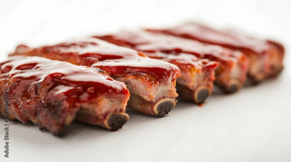 Obraz premium Delicious bbq ribs backyard grill food photography outdoor setting close-up shot culinary delight