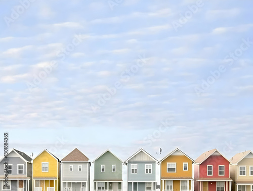 Photo Colorful Houses Cloud...