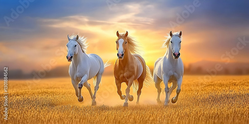 Illustration of Horses Runn...