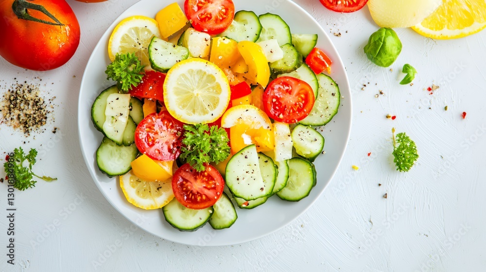 Fresh Summer Vegetable Salad with Lemon and Parsley Fresh Summer Vegetable Salad with Lemon and Parsley