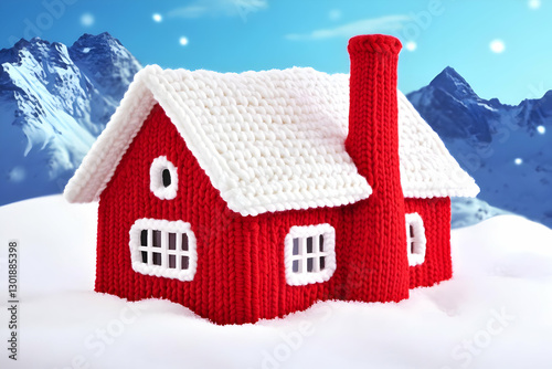 Illustration Knitted Red Ho...