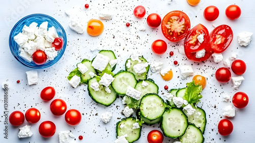 Photo Fresh Cucumber Tomato...