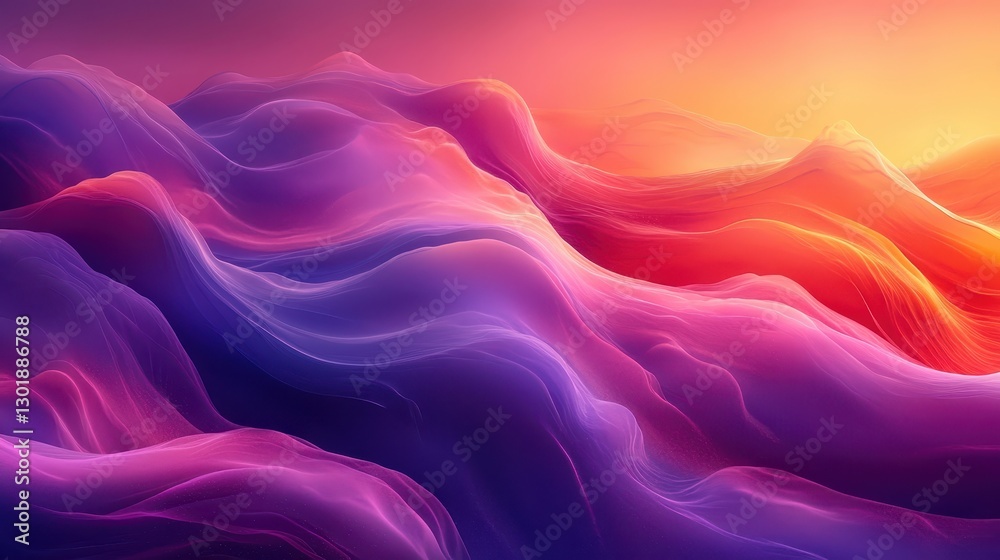 Obraz premium Abstract Colorful Waves of Light in Vibrant Sunset Landscape