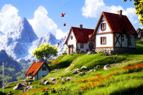 Illustration of Quaint Hous...