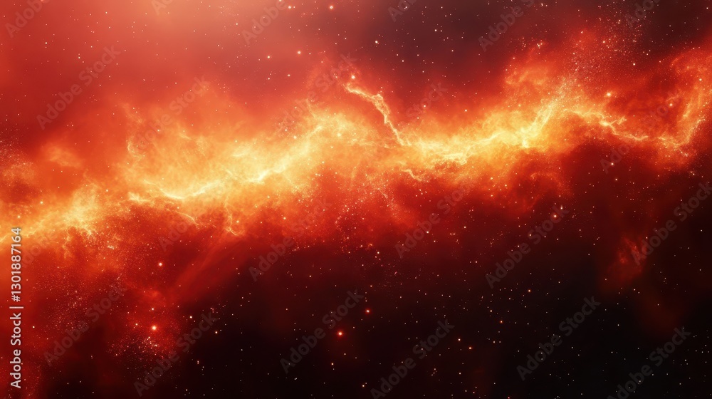 Fototapeta premium Fiery Cosmic Nebula in Deep Space with Stars and Bright Colors