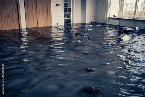 3D Illustration Flooded Roo...