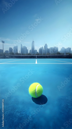 Photo Tennis Ball on Blue C...