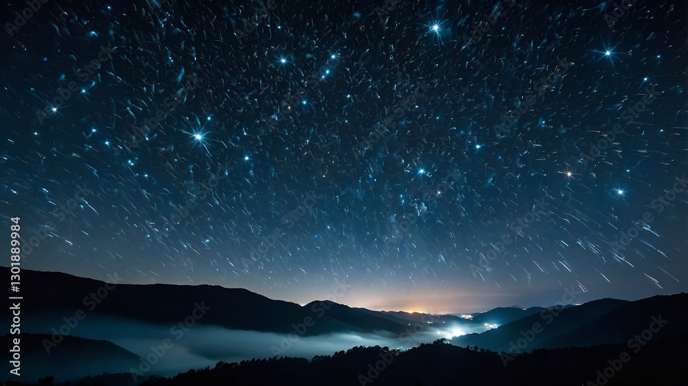 Fototapeta premium Ultra-fine particles emit a soft glow, resembling twinkling stars in a silent night