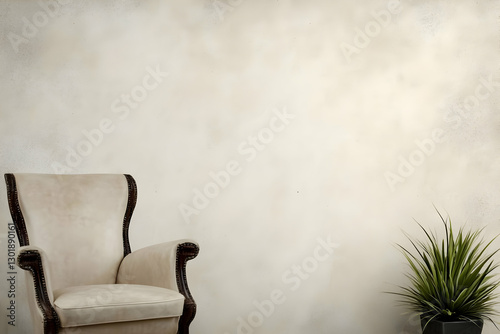Elegant Cream Armchair Back...