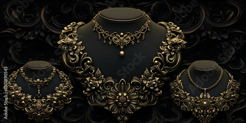 3D Illustration Golden Flor...