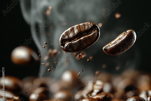 Coffee Beans in Motion - A Rich and Aromatic Brew