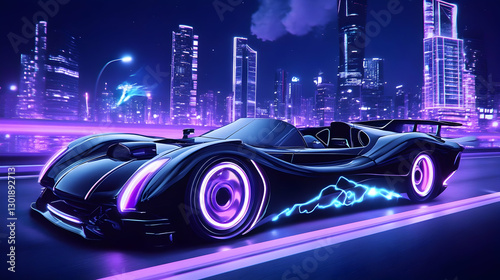 Neon City Nightscape Electr...