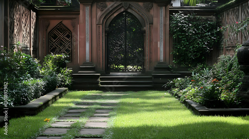 Photo Lush Green Courtyard ...