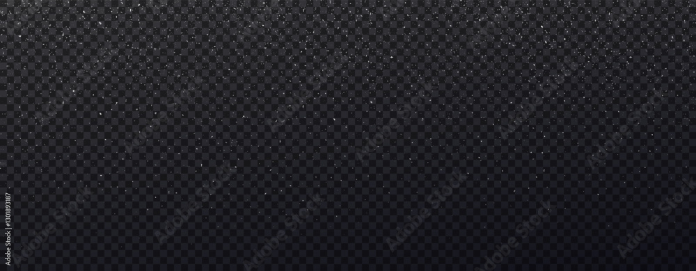 Small white particles falling on dark transparent background. Gritty white dust background. Tiny white dots different shapes and size Small white particles falling on dark transparent background. Gritty white dust background. Tiny white dots different shapes and size