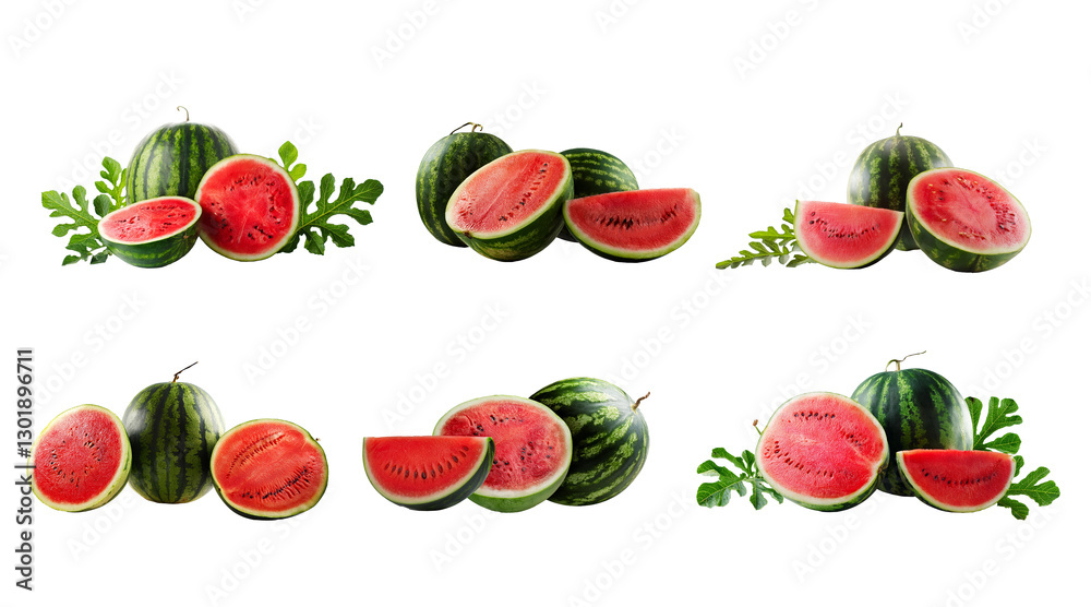 Naklejka premium Set of watermelon fruits isolated on white background