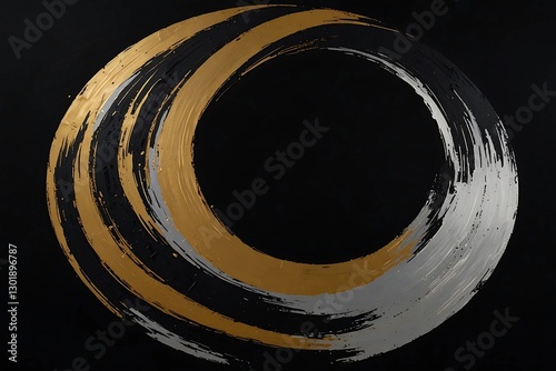 black and white round metal
Abstract Zen Circle in Gold and Silver on Black Background