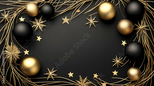 3D Illustration Golden Blac...