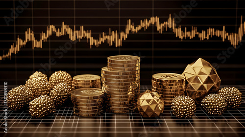 3D Illustration Gold Invest...