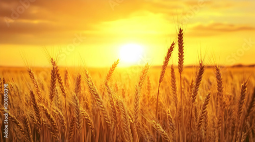 Photo Golden Wheat Field Su...