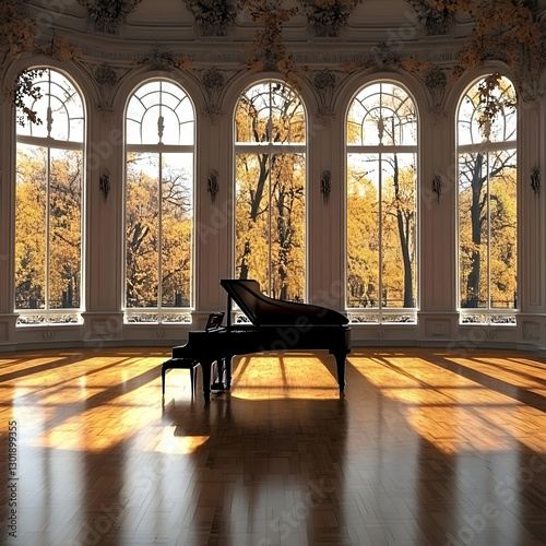 3D Render Grand Piano Autum...