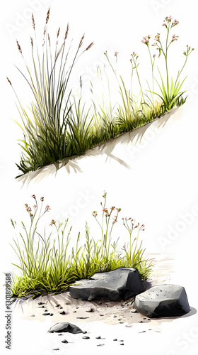 Illustration - Grass, Flowe...