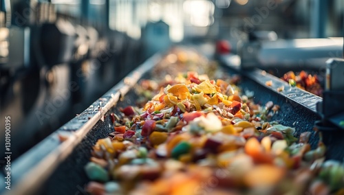 Wallpaper Mural Colorful Vegetable and Fruit Waste on Conveyor Belt in a Food Processing Facility Torontodigital.ca