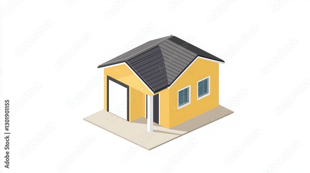 Isometric Yellow House Design Isometric Yellow House Design