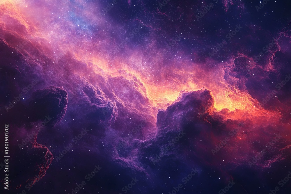 Fototapeta premium Colorful nebula filled with vibrant gases and stars in deep space creates a mesmerizing cosmic display