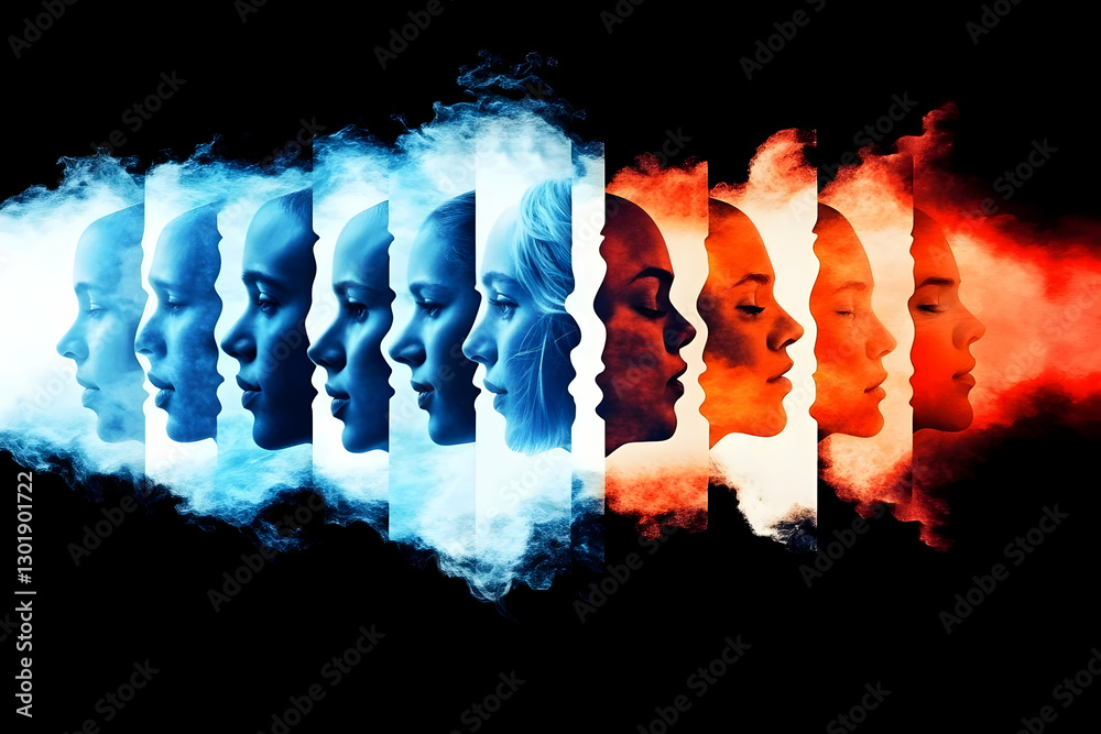Illustration - Spectrum of Emotions Abstract Faces