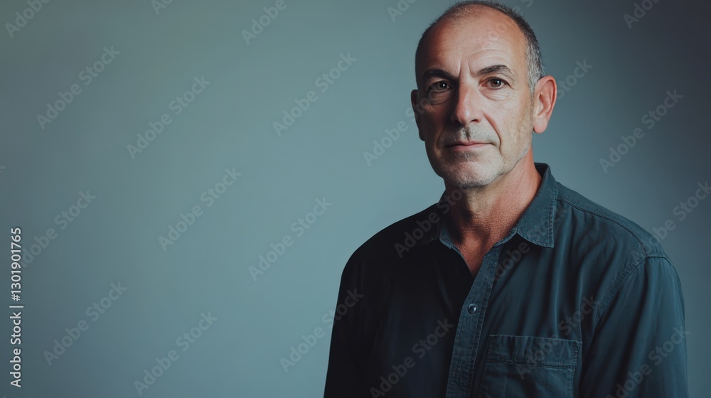 Portrait of a Mature Man with a Confident Expression Against a Soft Background Portrait of a Mature Man with a Confident Expression Against a Soft Background
