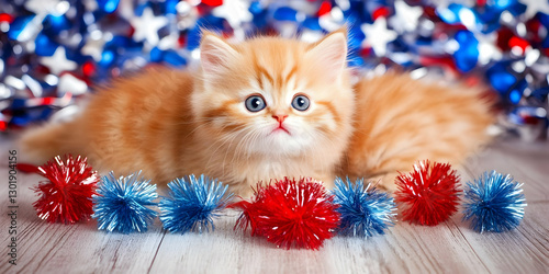 Photo Adorable Kitten Red B...