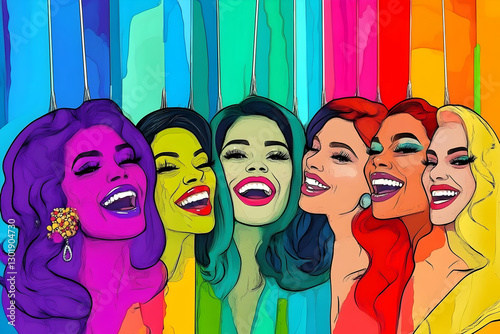 Illustration of Joyful Wome...