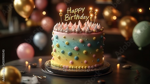 A birthday cake with a glossy finish, happy birthday