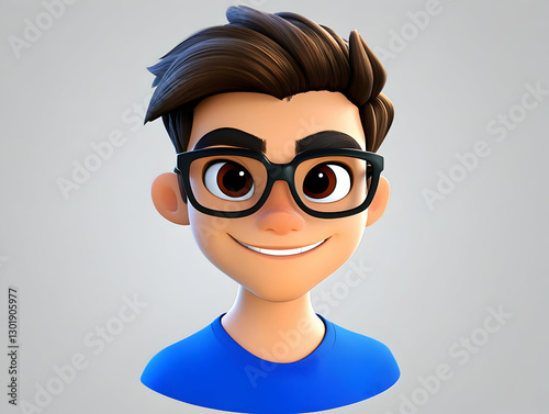 3D Illustration Boy with Gl...