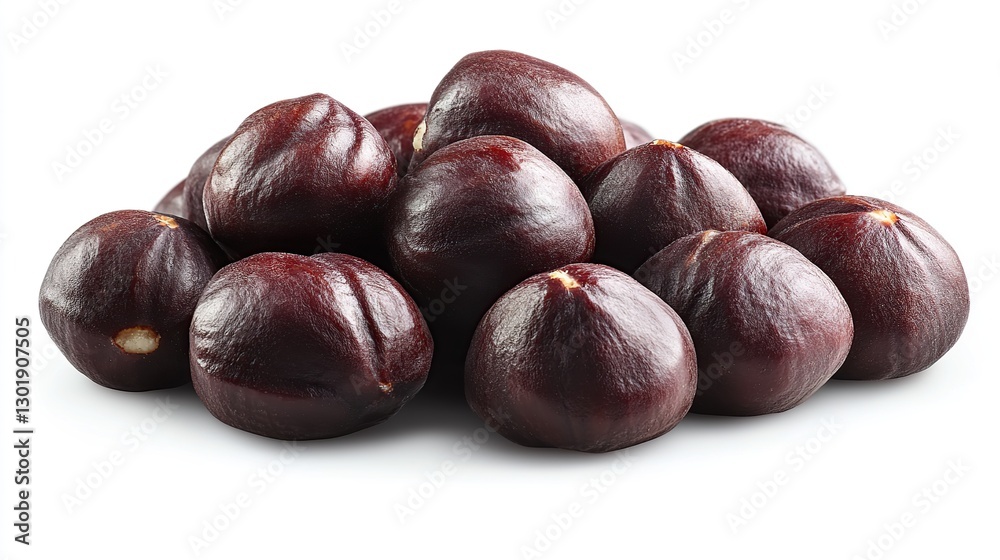 Pile of whole hazelnuts on white background Pile of whole hazelnuts on white background