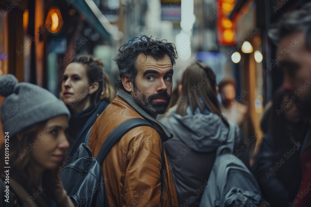 Portrait of a bearded man with a beard on a city street Portrait of a bearded man with a beard on a city street