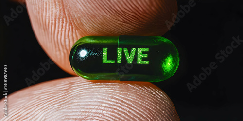 3D Illustration Green Pill ...