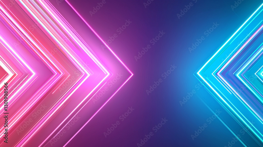 Fototapeta premium Stylish abstract neon lights in vibrant pink and blue arrows create dynamic background