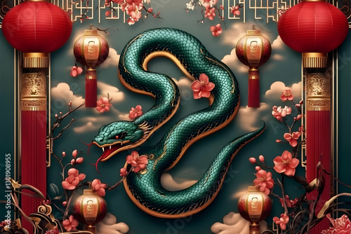 Illustration Green Snake Cl...