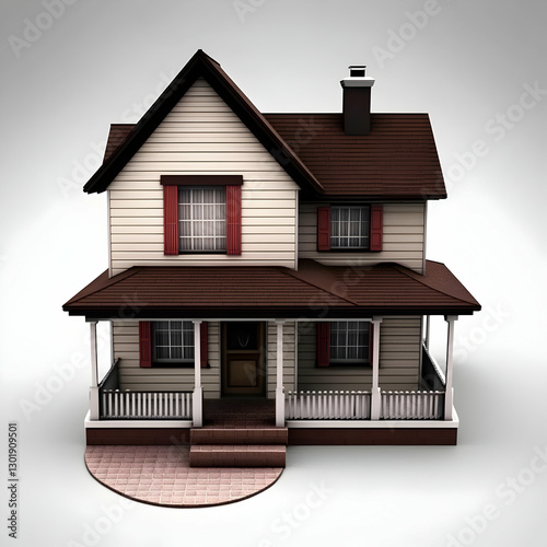3D Illustration Cozy Suburb...