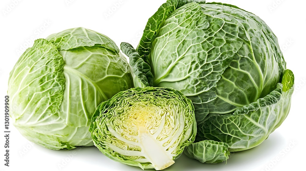 Fototapeta premium a group of cabbages and a half of cabbage