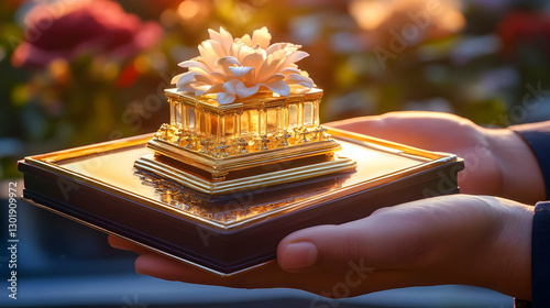 Photo Golden Gift Box, Flow...