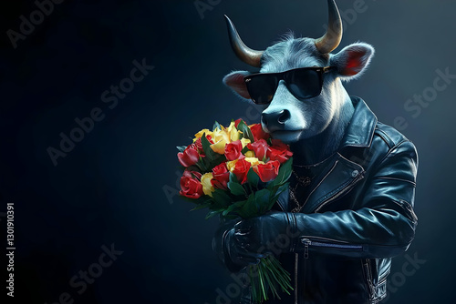 3D Illustration Cool Bull w...