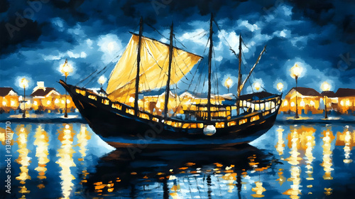 Illustration of Sailboat at...