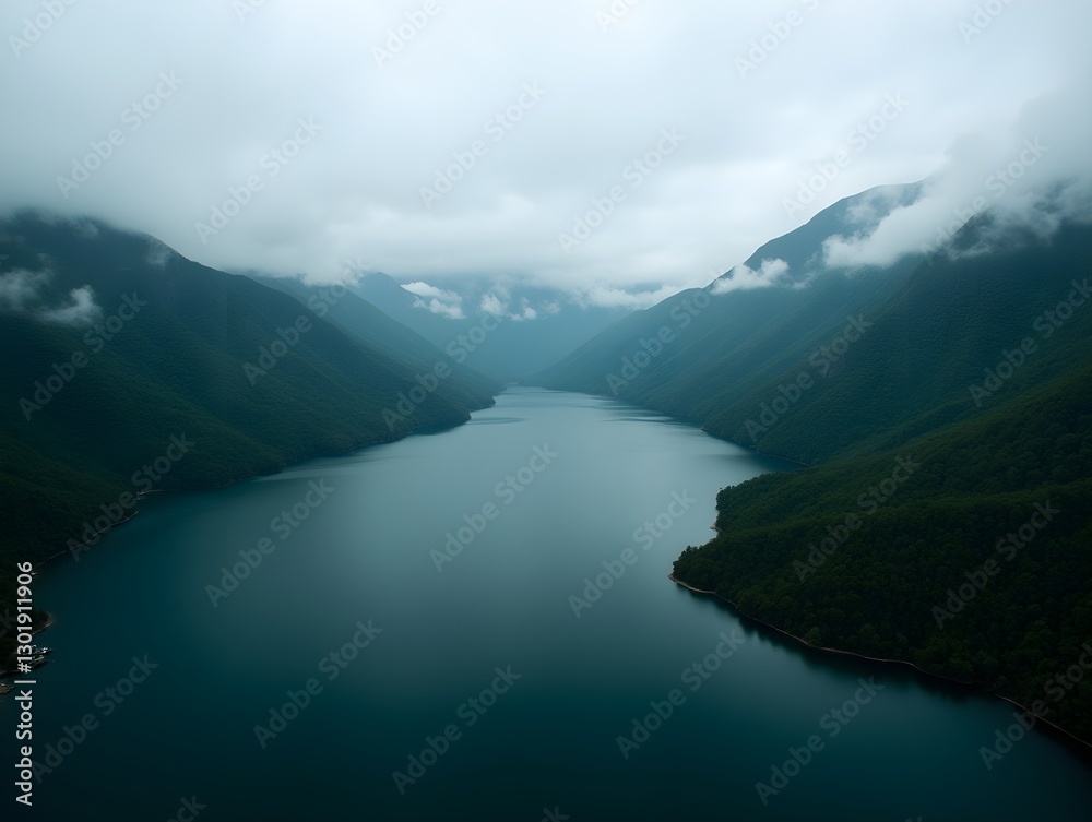 Aerial view of a lake surrounded Aerial view of a lake surrounded