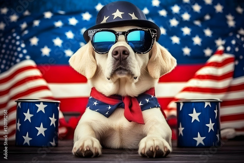 Patriotic Photo Dog with Fl...