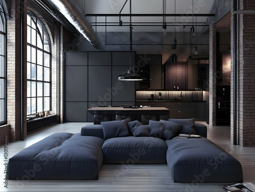 3D Illustration Modern Loft...