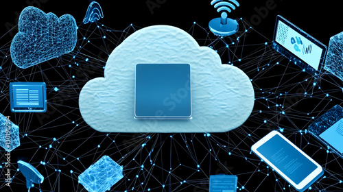 3D Illustration Cloud Compu...