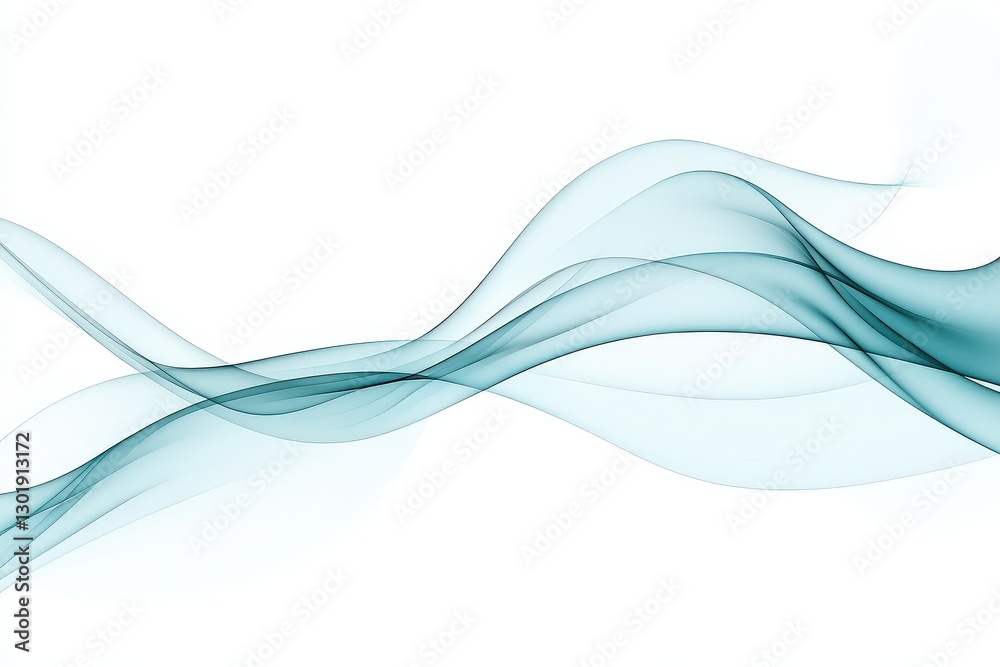 Abstract flowing waves in soft teal tones on a white background, ideal for design projects Abstract flowing waves in soft teal tones on a white background, ideal for design projects