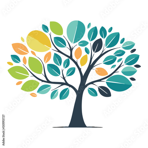 Green leaves tree: A tree with green leaves that is made by the company of the tree. black and white drawing of a tree with the word quot tree Art & Illustration